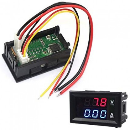 Mini Voltímetro Digital com Amperímetro 10A/0 a 100VDC de 3 Dígitos de 0,28" (Vermelho+Azul)